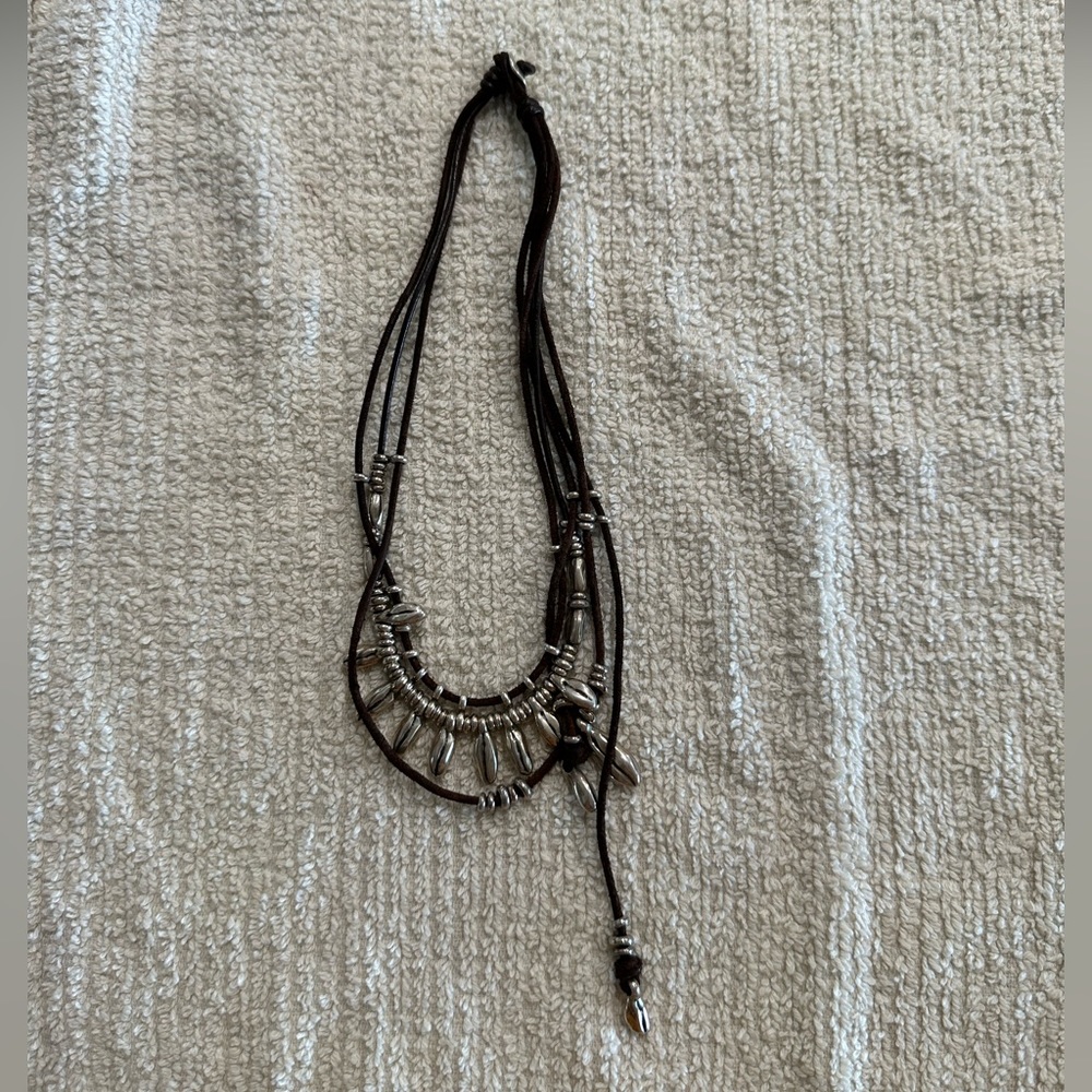 Uno de 50 Coffee Beans leather and silver necklace